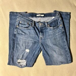 Levi’s Boyfriend Distressed Ripped Denim Jeans